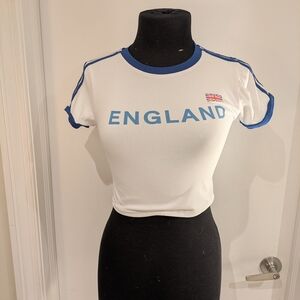 White and Blue England Women's Top